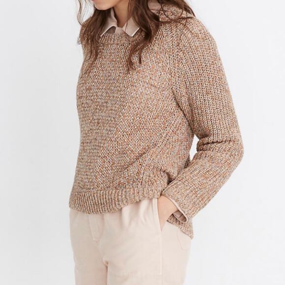 Madewell Beverly Pullover Sweater Pink Mauve Marled Knit Crewneck Sweater Small - Picture 2 of 8